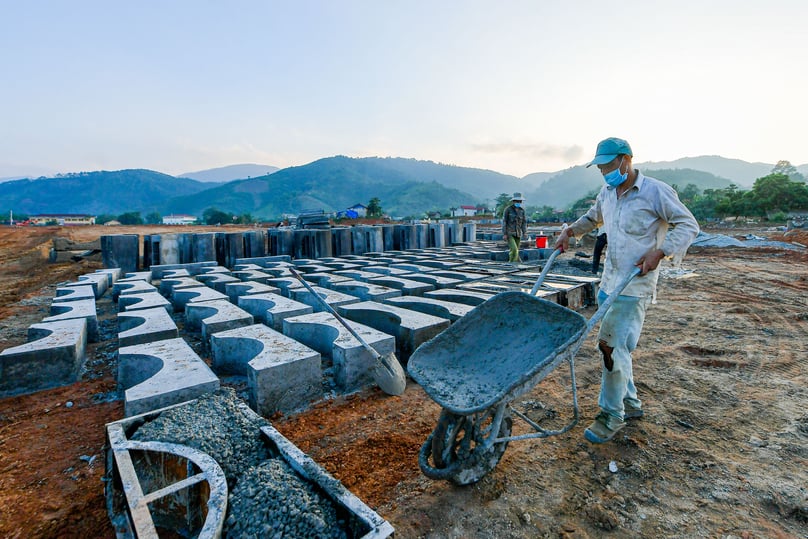 A worker at the construction site of Sa Pa airport, Lao Cai province, northern Vietnam. Photo by The Investor/Trong Hieu.
