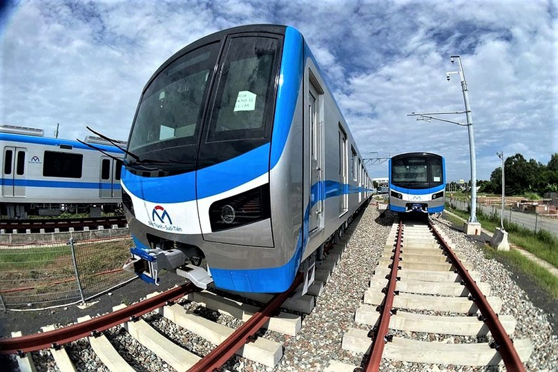 Some railway wagons already in place for the unfinished Metro Line 1 project in HCMC. Photo courtesy of Legal newspaper.