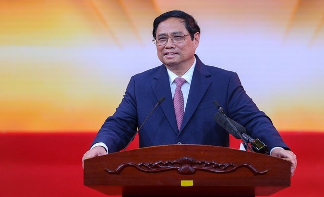PM Pham Minh Chinh speaks at a celebration of Vietnam Entrepreneurs Day in Hanoi on October 12, 2022. Photo courtesy of the government's portal.