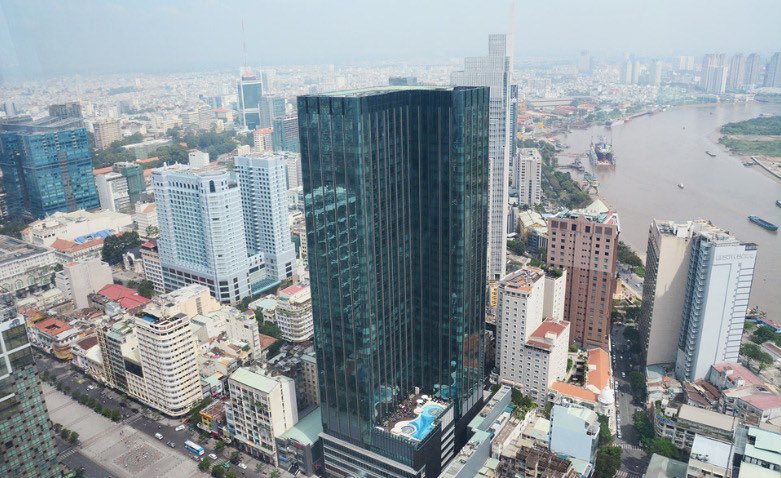Van Thinh Phat Group's Times Square building (middle) in Nguyen Hue street, District 1, HCMC. Photo courtesy of Zing magazine.