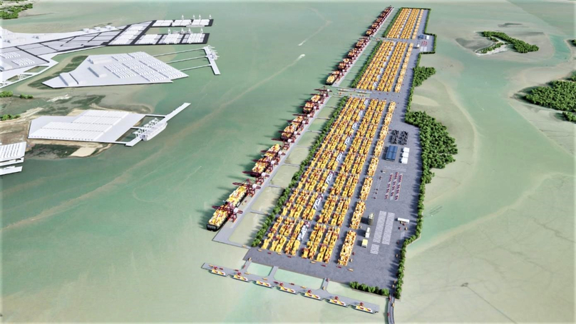 An artist’s impression of the planned Can Gio international transshipment port in Ho Chi Minh City. Photo courtesy of the city administration.