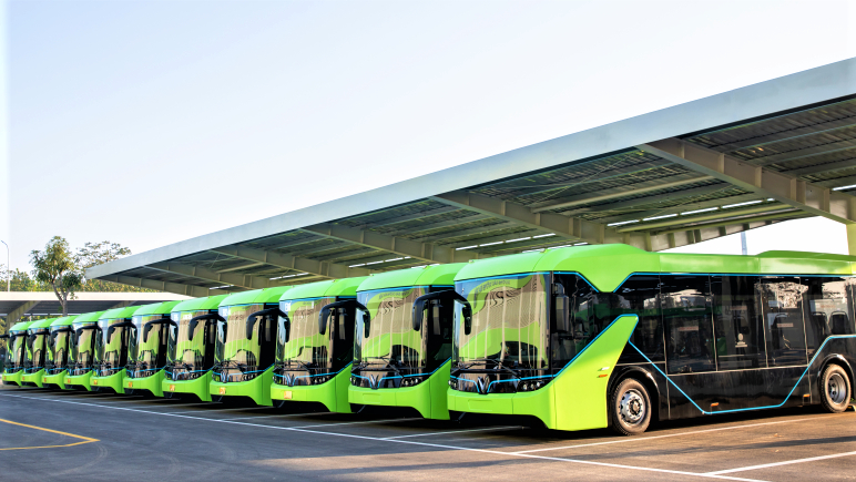 Fully-electric buses made by VinFast at its manufacturing complex in Hai Phong city, northern Vietnam. Photo courtesy of the firm.