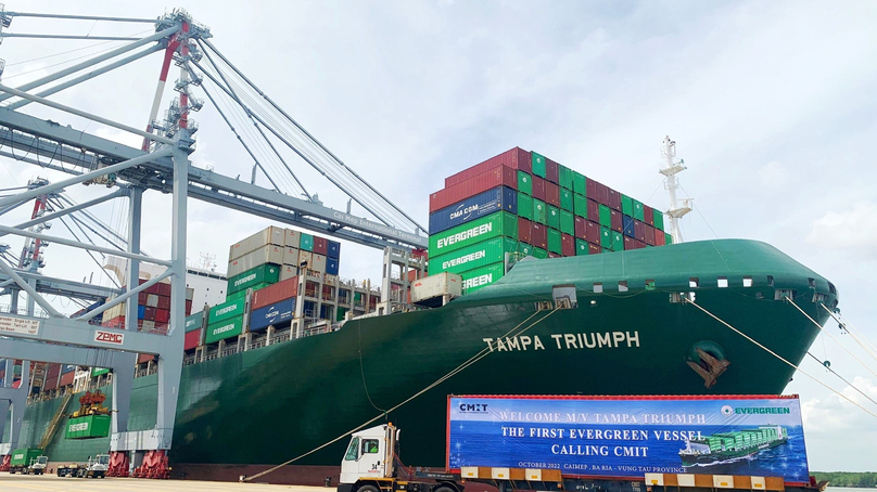 Cai Mep International Terminal received first mothership of Evergreen in Ba Ria-Vung Tau province, southern Vietnam on October 26, 2022. Photo courtesy of the terminal.