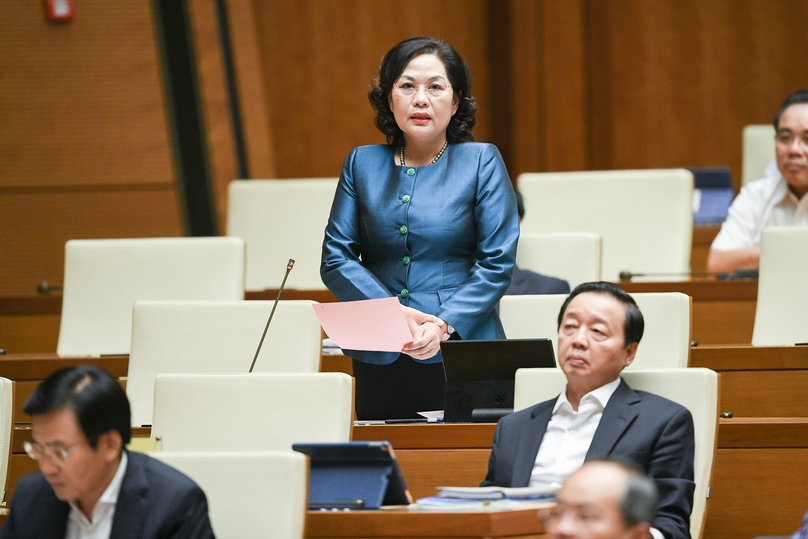 State Bank of Vietnam Governor Nguyen Thi Hong at the National Assembly's session in Hanoi on November 3, 2022. Photo courtesy of the legislative body.