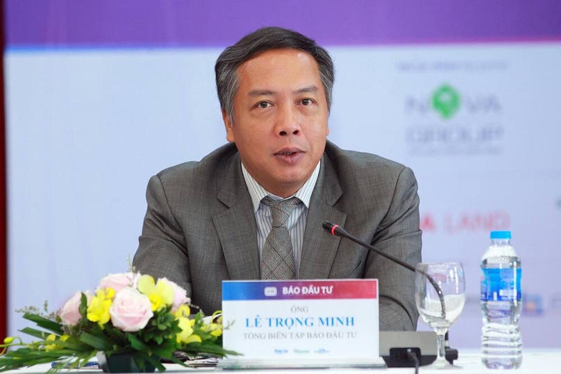 Le Trong Minh, chairman of the Vietnam M&A Forum organizing committee, at the Hanoi press briefing. Photo courtesy of the committee.