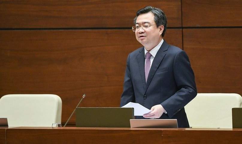 Minister of Construction Nguyen Thanh Nghi at the National Assembly's session in Hanoi on November 3, 2022. Photo courtesy of the legislative body.
