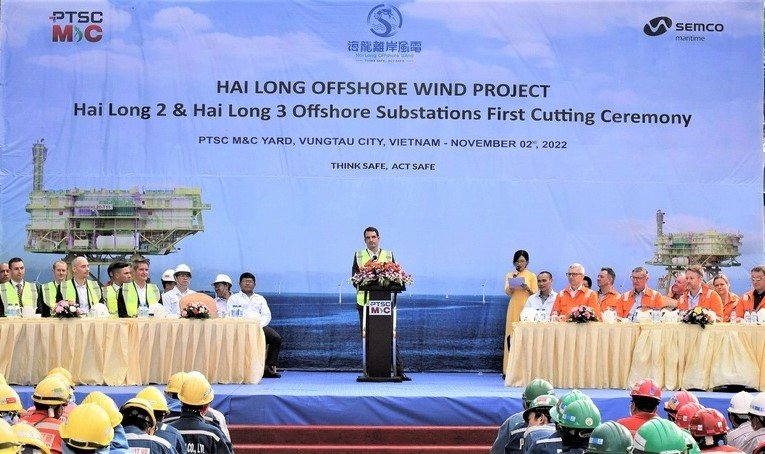 The first steel cutting ceremony in Vung Tau, southern Vietnam, on November 2, 2022. Photo courtesy of Hai Long.