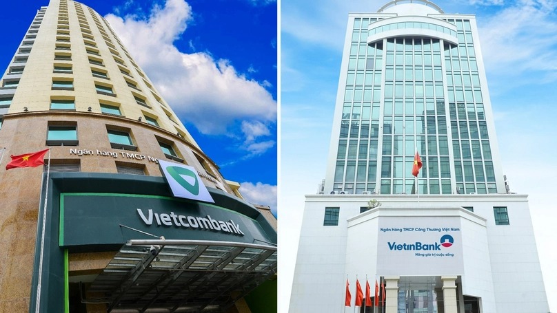 Headquarters of Vietcombank and Vietinbank in Hanoi. Photo courtesy of Vietnambiz.vn