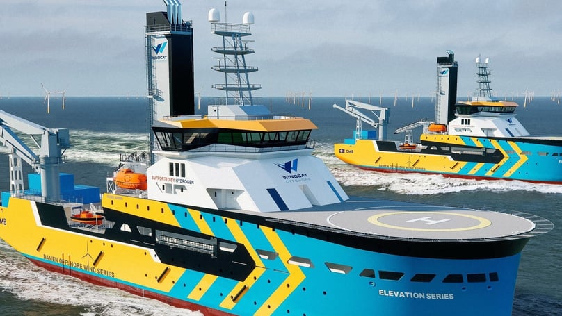 An artist's impression of Damen CSOV 8720 model used for offshore wind power services. Photo courtesy of Damen.