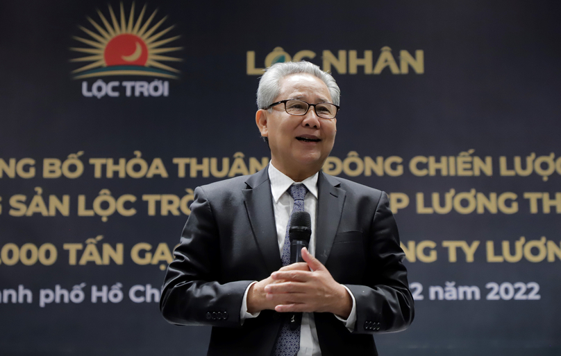 Loc Troi Group chairman Huynh Van Thon speaks at the deal signing ceremony in Ho Chi Minh City on December 8, 2022. Photo courtesy of the group.
