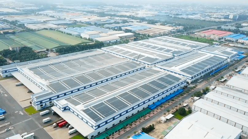 The rooftop solar system of Duy Tan Long An factory in Long An province, southern Vietnam. Photo courtesy of Duytan Plastics.