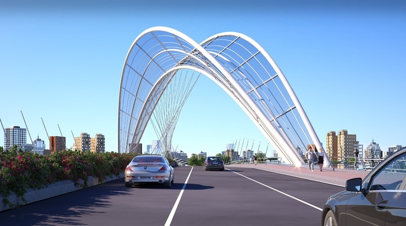 An artist’s impression of Thu Thiem Bridge 4 in Ho Chi Minh City. Photo courtesy of HCMC Zoning and Architecture Department.