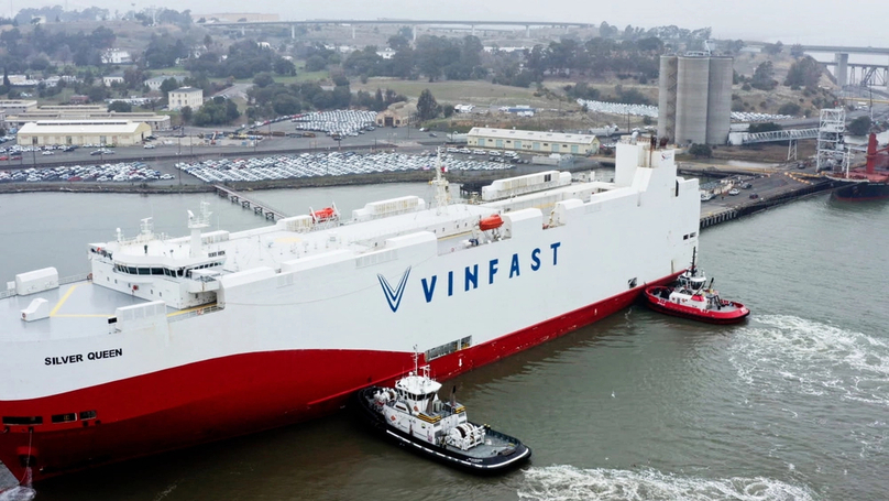 The vessel Silver Queen docks at the Port of Benicia in California on December 20, 2022, bringing the first 999 VinFast VF 8 electric cars to the U.S. Photo courtest of VinFast.