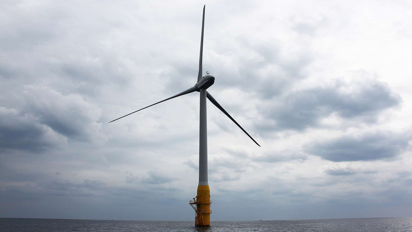 A 2MW floating offshore wind power turbine installed by Toda Corporation in Sakiyama, Japan. Photo courtesy of socan.eco.