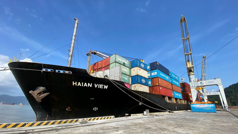 Haian View container ship docked at Chan May Port in Thua Thien-Hue, central Vietnam, on December 25, 2022. Photo courtesy of conglyxahoi.net