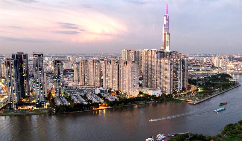  Luxury apartment buildings by Saigon River in HCMC, southern Vietnam. Photo courtesy of Youth newspaper.