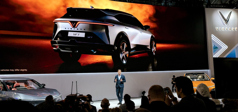  VinFast’s electric SUV VF 7 is introduced at CES 2023 on January 5-8 in Las Vegas, Nevada, USA. Photo courtesy of VinFast.