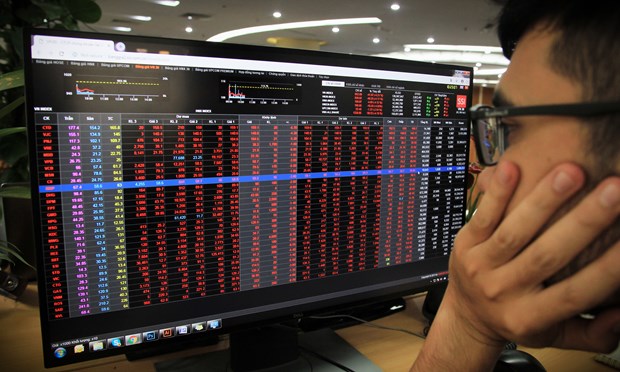 An investor watches price changes in the Vietnamese stock market. Photo courtesy of Vietnam News Agency.