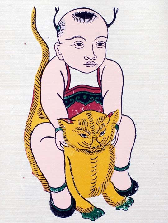 “Boy with cat” Dong Ho painting. Photo courtesy of Bac Ninh province’s portal.