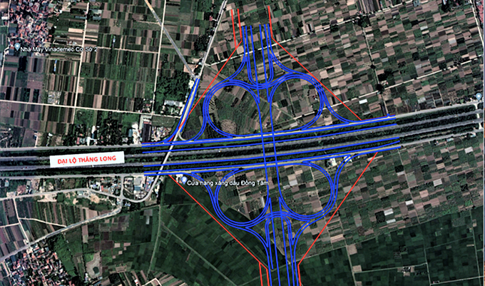 An intersection where Hanoi’s Thang Long boulevard will connect to Ring Road 4. Photo courtesy of Hanoi Institute of Construction Planning.