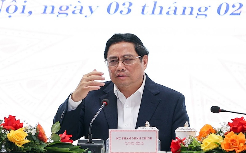 PM Pham Minh Chinh addresses the conference in Hanoi on February 3, 2023. Photo courtesy of the government portal.