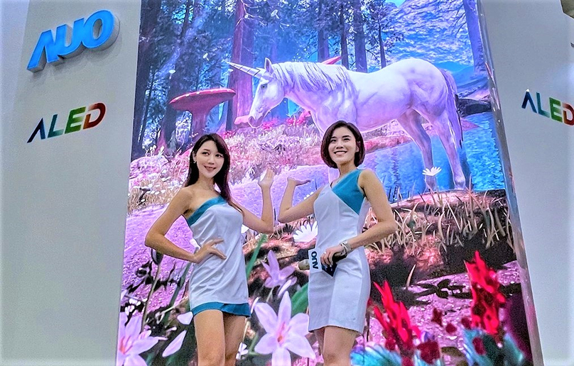 An AUO display made of LED panels is shown at a trade show in Taipei in 2021. Photo courtesy of CAN. 