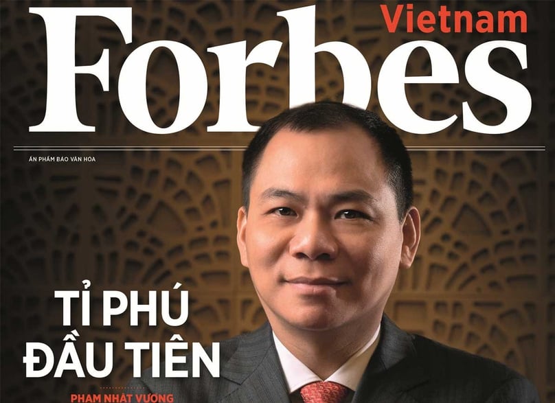 Pham Nhat Vuong, chairman of Vingroup and founder of VinFast, on a Forbes Vietnam magazine cover. Photo courtesy of the magazine.