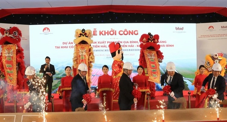 The groundbreaking ceremony of Be Bright factory in Thai Binh province, northern Vietnam on February 15, 2023. Photo courtesy of Thai Binh newspaper.