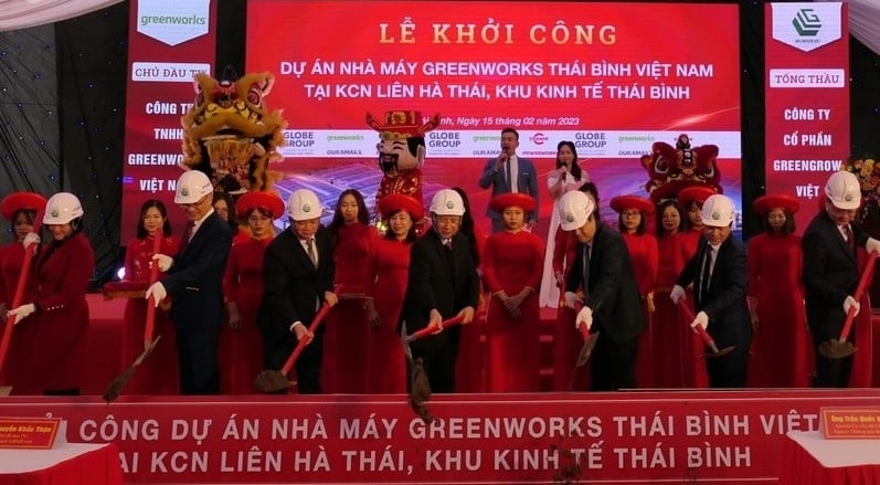The groundbreaking ceremony of the Greenworks factory in Thai Binh province, northern Vietnam on February 15, 2023. Photo courtesy of Thai Binh newspaper.