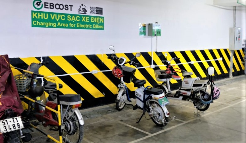  An EBOOST charging station in Ho Chi Minh City, southern Vietnam. Photo courtesy of the firm.