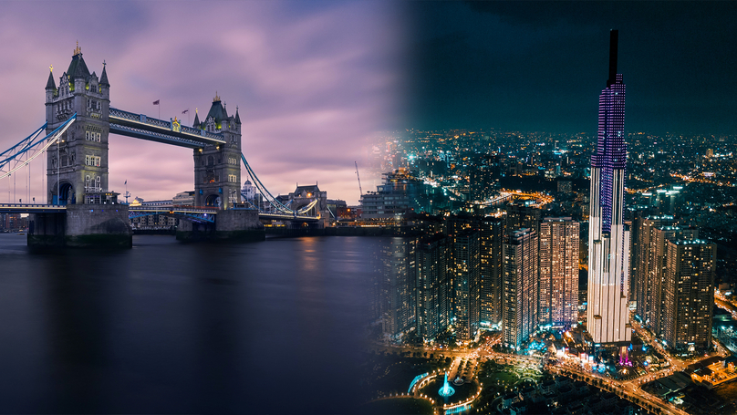 Tower Bridge (left) and Landmark 81 are outstanding constructions in London and Ho Chi Minh City, respectively. Photo courtesy of the UK Embassy in Vietnam.