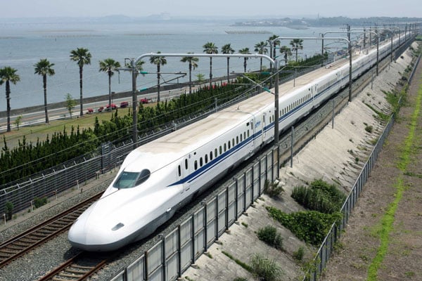 A Shinkansen high-speed train in Japan. Photo courtesy of the train operator.