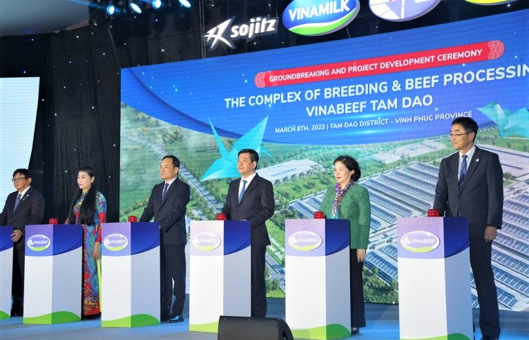 VIPs at the project groundbreaking ceremony in Tam Dao, Vinh Phuc province, northern Vietnam on March 8, 2023. Photo courtesy of Vietnam’s Industry and Trade newspaper.