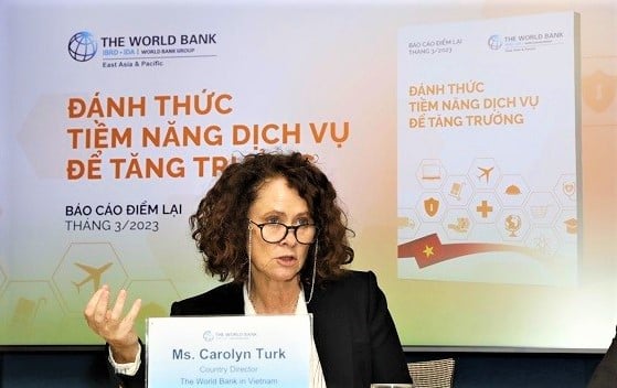 Carolyn Turk, World Bank country director for Vietnam, speaks about the bank’s report on Vietnam in Hanoi on March 13, 2023. Photo courtesy of the bank.
