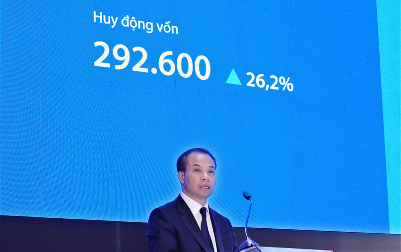 VIB chairman Dang Khac Vy speaks at the bank’s annual general meeting in HCMC on March 15, 2023. Photo courtesy of the bank.