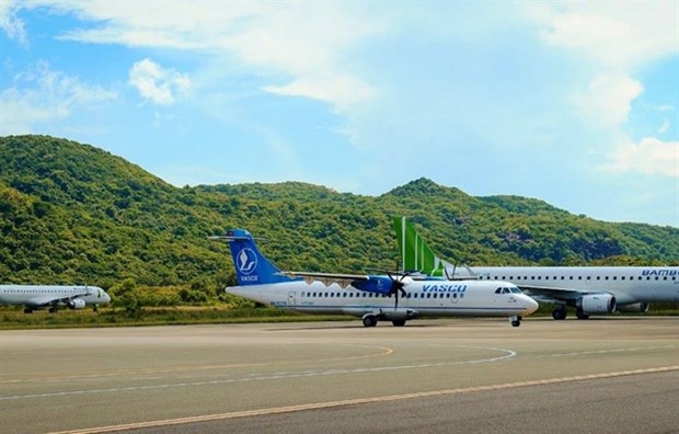 Aircraft at Con Dao Airport on Con Dao Island offshore southern Vietnam. Photo courtersy of Vietnam News Agency.