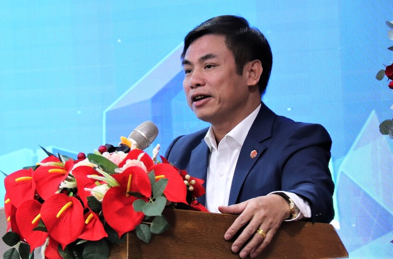 Nguyen Manh Khoi, deputy head of the Ministry of Construction's Housing and Real Estate Market Development Department, speaks at the seminar in Ho Chi Minh City on April 7, 2023. Photo by The Investor/Minh Thong.