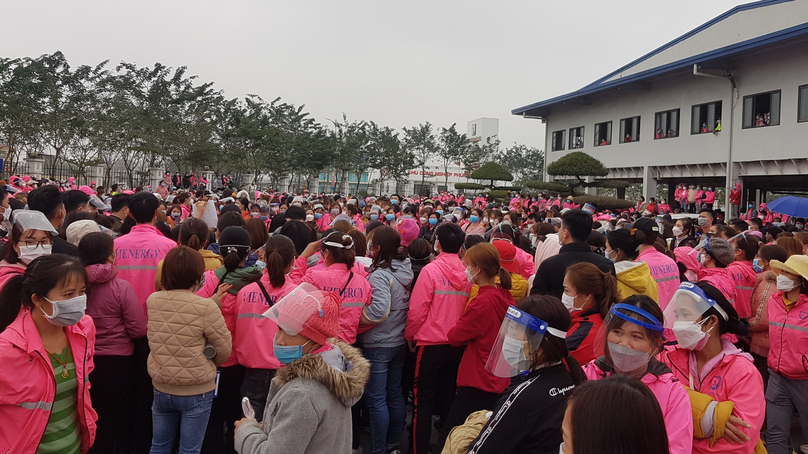 A labor strike in Ninh Binh province, northern Vietnam in February 2022. Photo courtesy of Young People newspaper.