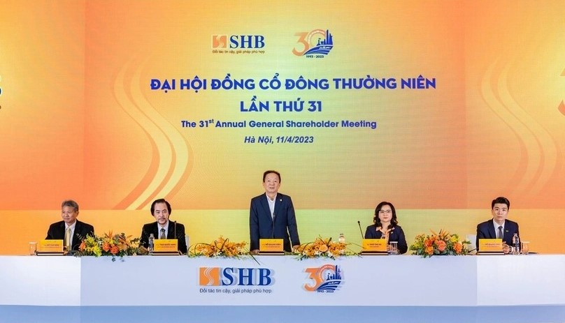 Saigon-Hanoi Bank's annual general meeting of shareholders in Hanoi on April 11, 2023. Photo courtesy of the bank.