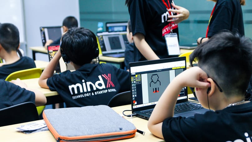 A MindX's coding lesson for kids. Photo courtesy of MindX.