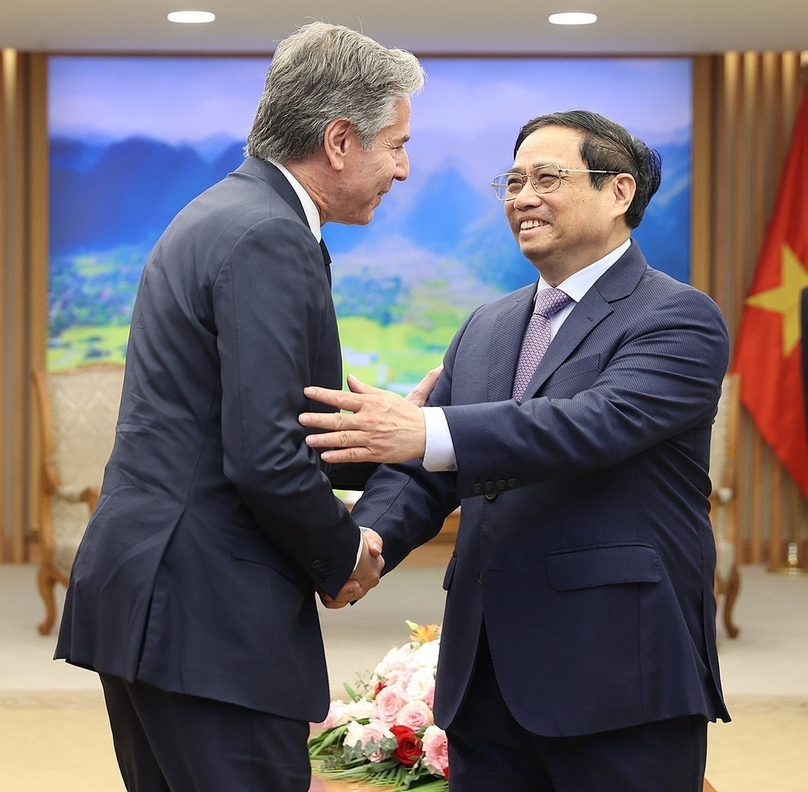 U.S. Secretary of State Antony Blinke and Vietnamese Prime Minister Pham Minh Chinh. Photo courtesy of Youth newspaper.