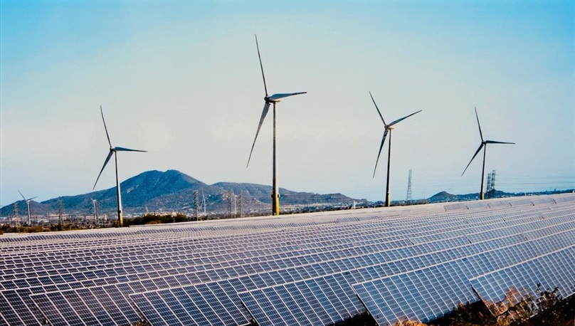 A combined solar and wind power farm of Trung Nam Group in Ninh Thuan province, south-central Vietnam. Photo courtesy of the group.