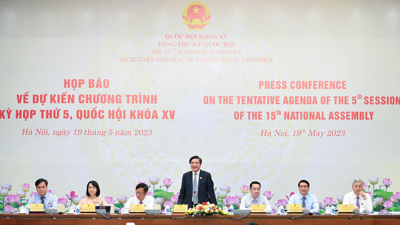 A press conference in Hanoi on May 19, 2023 prior to the National Assembly's upcoming meeting. Photo courtesy of the legislative body.