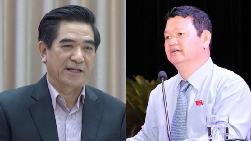 Nguyen Van Vinh (right), former secretary of Lao Cai People's Committee, and Doan Van Huong, former chairman of the province. Photo courtesy of the committee.