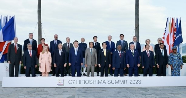 Heads of delegations of countries participating in the G7 Hiroshima Summit. Photo courtesy of Vietnam News Agency.