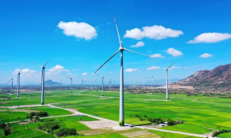 An operational wind farm of Trung Nam Group in Ninh Thuan province, south-central Vietnam. Photo courtesy of the group.
