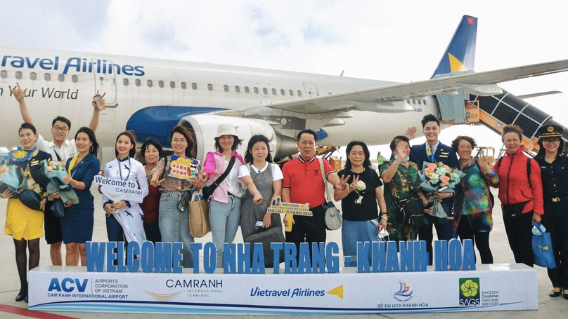 Passengers from Macau carried by Vietravel Airlines land at Cam Ranh Airport in Khanh Hoa province on May 25, 2023. Photo courtesy of the company.