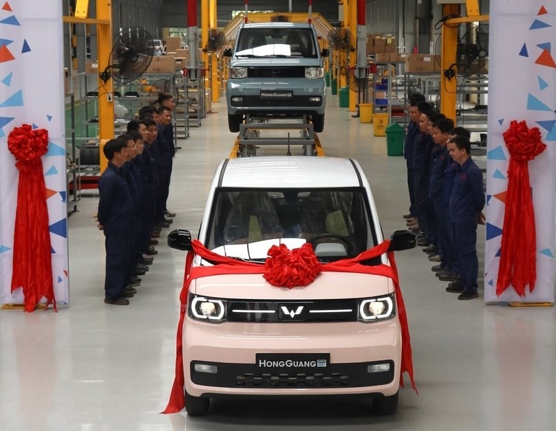 TMT Motors debuts its mini electric vehicle under Chinese brand Wuling HongGuang in Hung Yen province, northern Vietnam on May 24, 2023. Photo courtesy of TMT Motors.