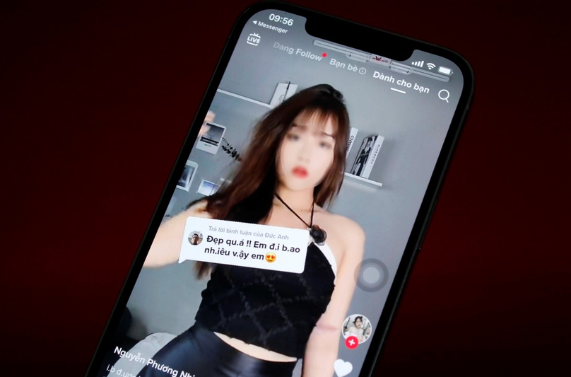 Evidence for “toxic” content on TikTok in Vietnam. The question for this young woman reads: 'So beautiful! What is the price to buy you?' Photo courtesy of Zing magazine.