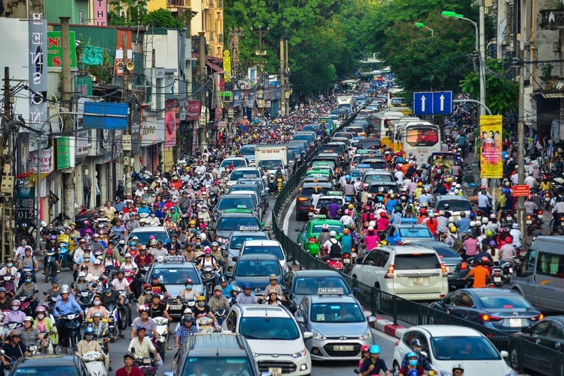 A traffic jam in Hanoi. Photo courtesy of the Vietnam News Agency. 